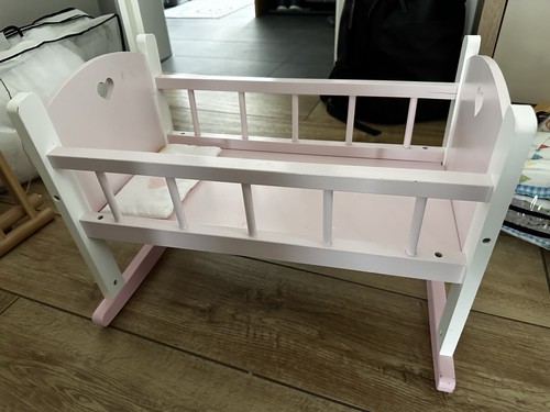 Puppenwiege holz weiß - puppenwiege, rosa
