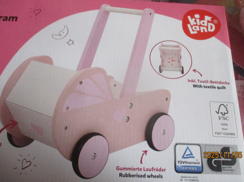 Echt holz puppenwagen rosa - ,