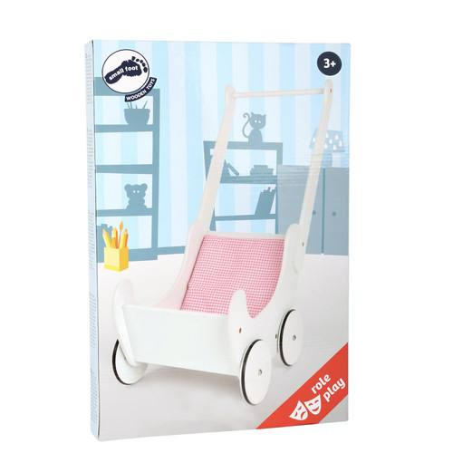 Puppenwagen holz weiß - weiß, rosa
