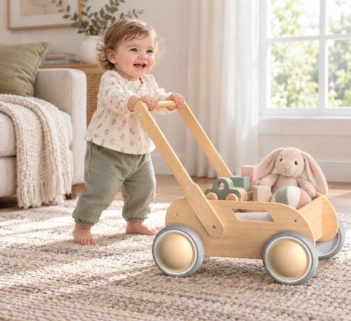 Lauflernwagen holz naturholz - lauflernwagen,