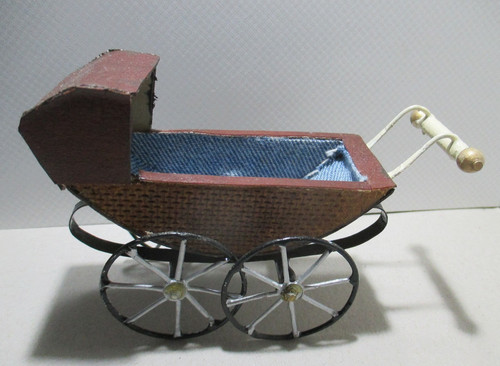 Puppenwagen holz miniatur - ,
