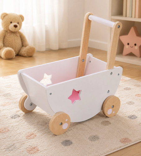 Navaris puppenwagen holz - holz, weiß