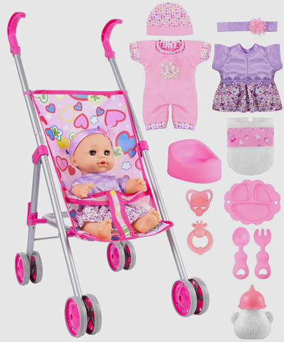Gagaku puppenwagen set rosa - gagaku, puppenwagen-set